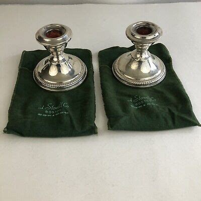 Sterling Silver Weighted Candle Holders W Storage Bags Stowell Co