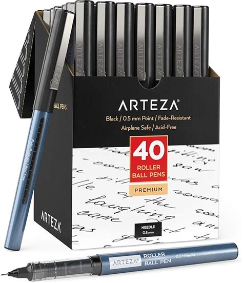 ARTEZA Rollerball Pens Fine Point Set Of 40 Black Liquid Ink Extra