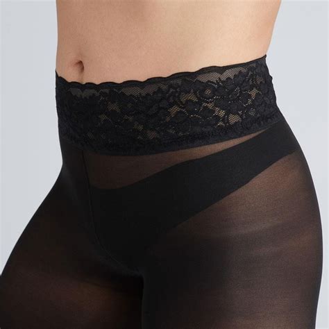 Semi Opaque Tights In Black Comfortable Luxe Waistband Hipstik