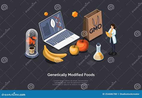 Genetically Modified Foods Concept Laboratory Scientist At Huge