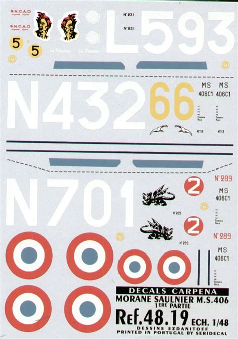 Morane Saulnier Ms C Part Schemes Colorado Carpena Decals