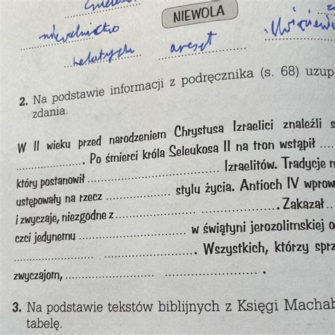 2 Na podstawie informacji z podręcznika s 68 uzupełnij poniżs W II