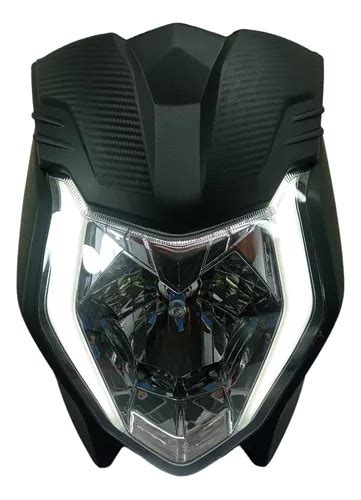 Farola Completa Moto Akt Cr Negro Brillante Cuotas Sin Inter S