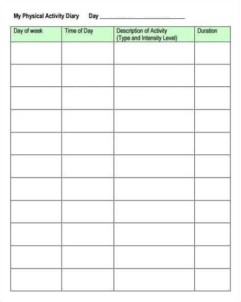 Printable Daily Activity Log Template