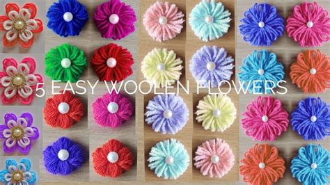 Easy Woolen Flower Making Tutorial No Crochet Yarn Flowers Youtube