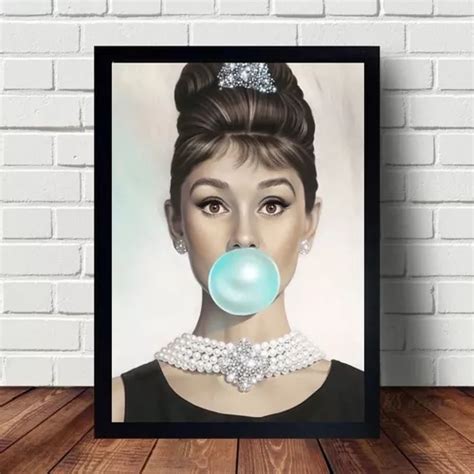 Quadro Da Atriz Audrey Hepburn Chiclete Tiffany A3 Parcelamento Sem Juros