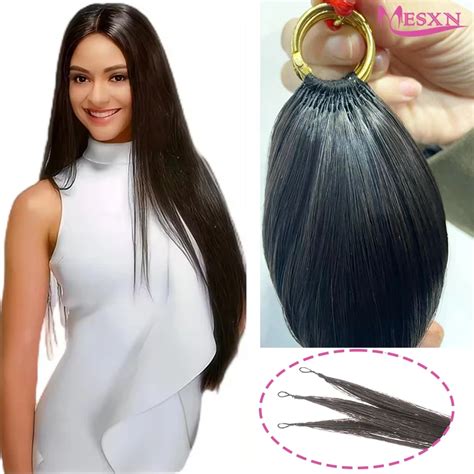 MESXN Third Feather New Hair Extensions Straight Natural Real Human