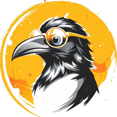 Premium Vector Crow Wearing Glasses Illustration Design