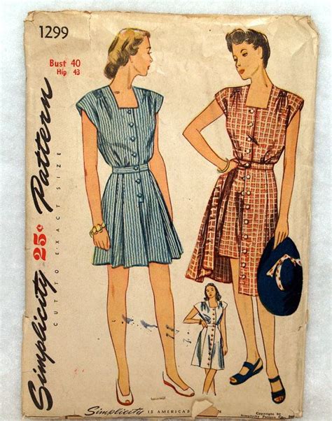 Simplicity 1299 Pattern 1940s Women S Playsuit And Skirt 1940s Woman