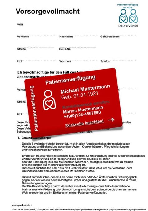 Vorsorgevollmacht Pdf Vordruck Kostenlose Vorsorgevollmacht