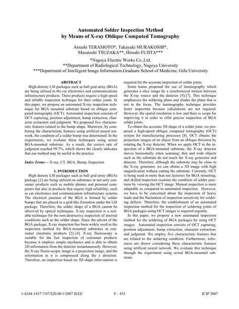 PDF Automated Solder Inspection Method By Means Of X Ray Oblique