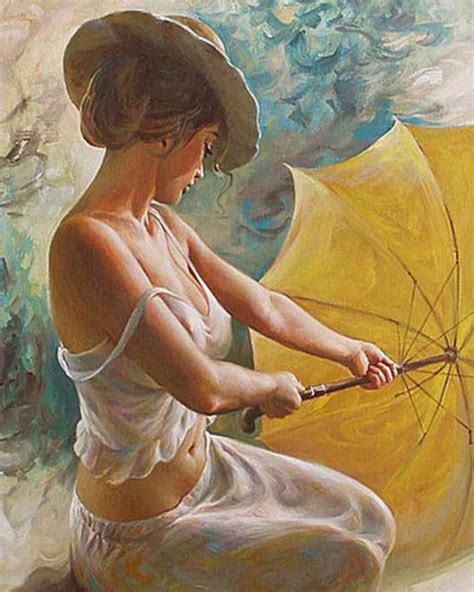 Frameless Picture Umbrellas Woman Painting By Numbers Modern Wall Art