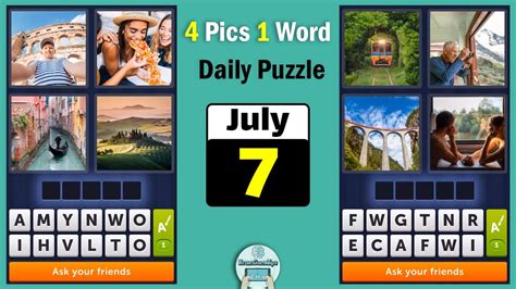 4 Pics 1 Word July 7 2022 Daily Puzzle Answer YouTube