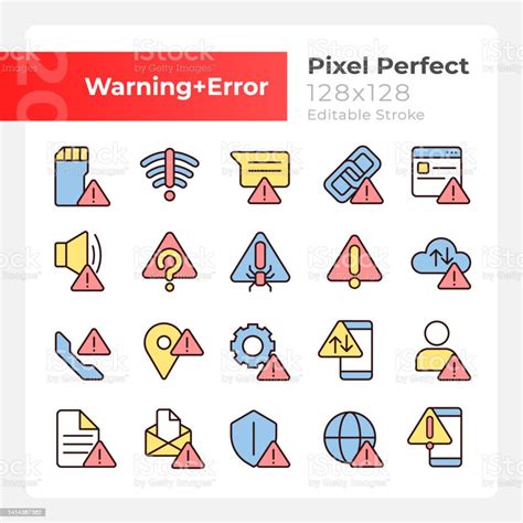 Ilustración De Señales De Advertencia Píxel Perfecto Rgb Iconos De