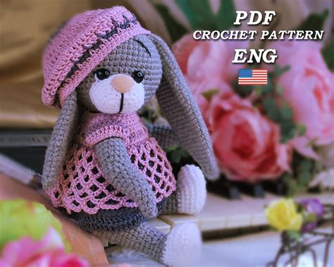 Crochet Bunny Pattern Crochet Cute Bunny With A Dress And A Beret Amigurumi Bunny Pdf Pattern