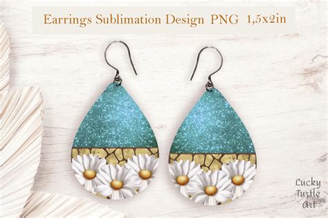 Daisies Teardrop Sublimation Earrings Graphic By Julijaartstudio