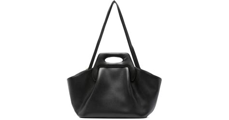 Themoir Recycled Leather Grained Top Handle Tote In Black Lyst Uk