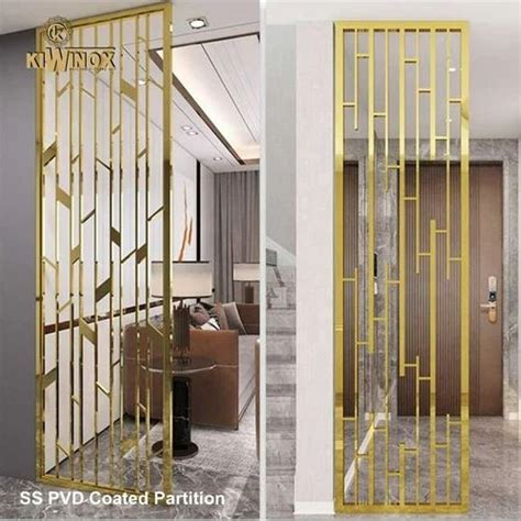 Golden Stainless Steel SS PVD Room Partitions Screens 5 Panels Glossy