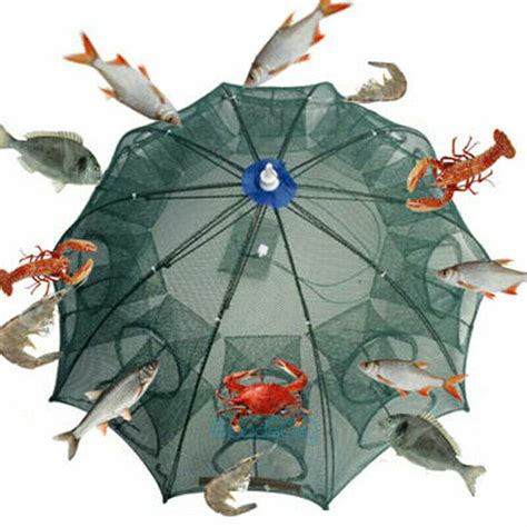 Holes Fishing Bait Trap Crab Net Shrimp Cast Dip Cage Fish Foldable