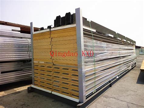 China Rock Wool Prefab Steel Structural Cladding Wall Sandwic Panel