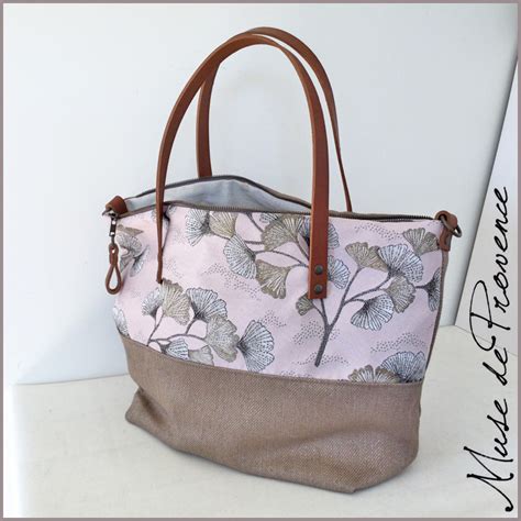 Sac cabas zippé lin fleurs FIORI Muse de Provence