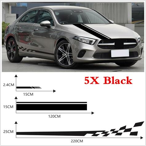 5PCS For Car Racing Long Stripe Sticker Side Body Vinyl Decal Stickers