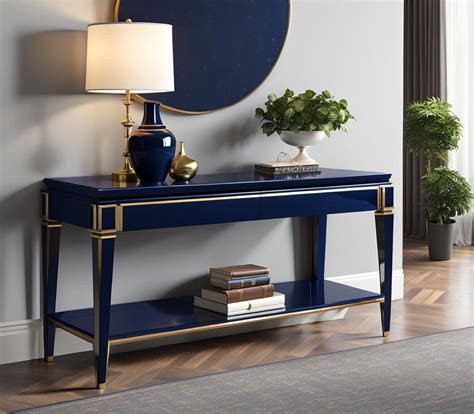 Navy Blue Lacquer Console Table Pops - HD ConstructionCo