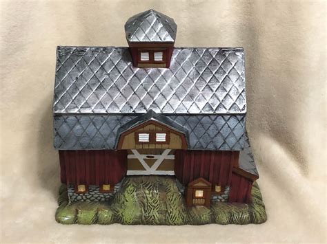 Dry Brushed Ceramic Red Barn using Mayco Softee Stains