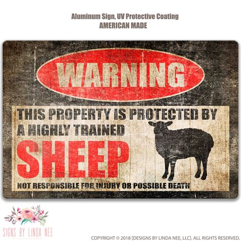 Sheep Sign Funny Sheep Sign Sheep Warning Sign Sheep Decor Etsy