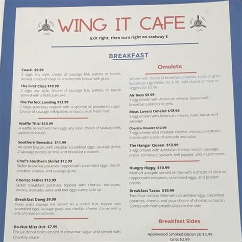 Menu Fort Worth Tx S Wing It Cafe Sirved