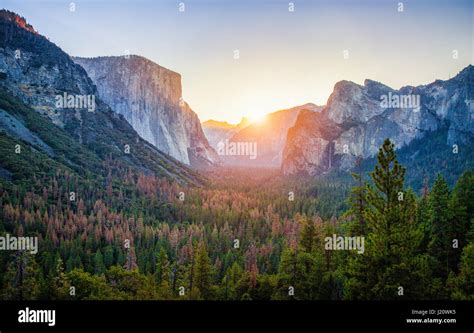 Classic Tunnel View Of Scenic Yosemite Valley With Famous El Capitan