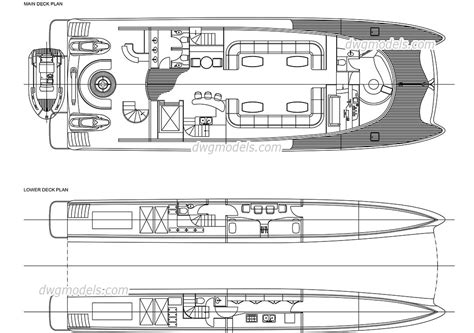 Catamaran CAD model, AutoCAD file download free