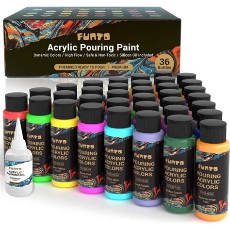 Funto Lot De Flacons De Peinture Acrylique De Ml Avec Huile De