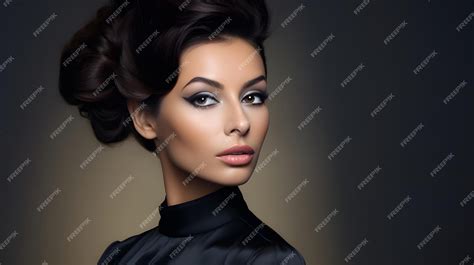 Premium Ai Image A Model With Rich Dark Brown Hair In A Sophisticated