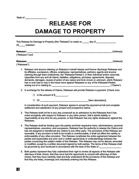 Free Release of Liability (Waiver Agreement) Form | PDF & Word