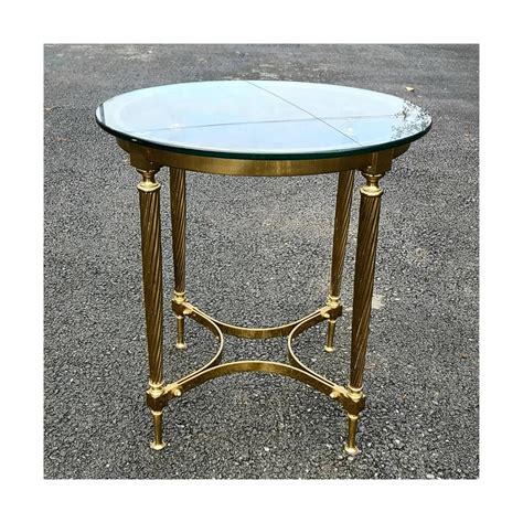 Hollywood Regency Brass Side Table Round Brass Side Table Etsy