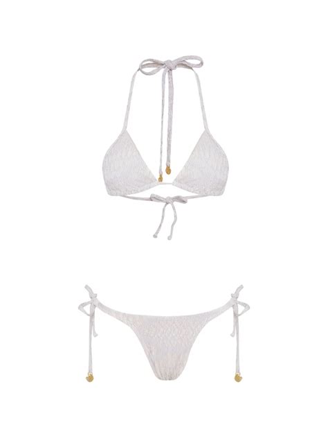 Amir Slama X Jade Picon Tie Textured Bikini Neutrals FARFETCH