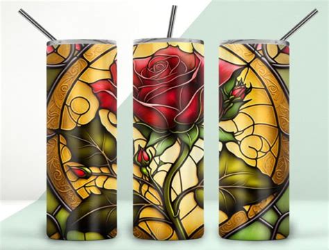 3 Rose Stained Glass Tumbler Png Designs Graphics