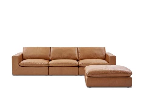 Dawson Leather Extended Sofa With Ottoman Castlery Singapore