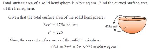 OMTEX CLASSES: Total surface area of a solid hemisphere is 675 π sq. cm. Find the curved surface ...