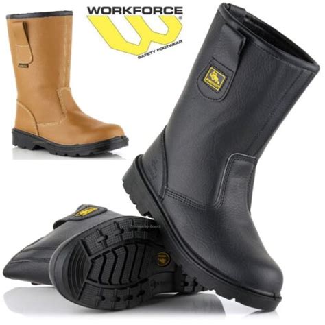 Herren Workforce Leder Wasserdicht Rigger Sicherheit Stahl Zehenkappe