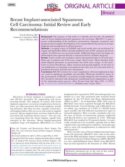 Pdf Breast Implant Associated Squamous Cell Carcinoma Initial Review