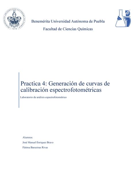 Practica 4 curvas de calibración Benemérita Universidad Autónoma de