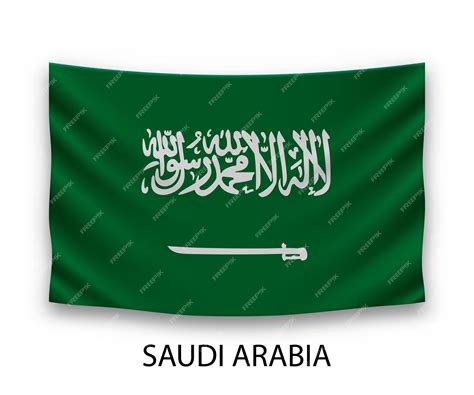 Bandeira De Seda Pendurada Da Ilustração Vetorial Da Arábia Saudita Vetor Premium