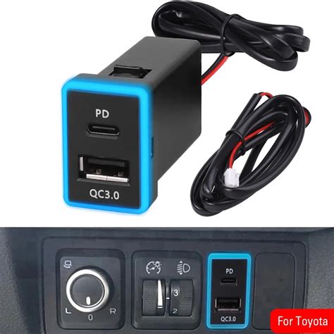 Usb C Car Charger Pd Qc3 0 Dual Usb Fast Charger Socket 12v Phone