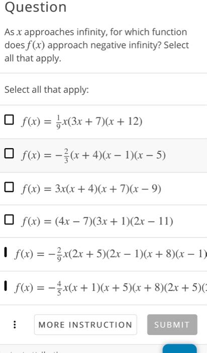 Solved Question As X Approaches Infinity For Which Function Chegg