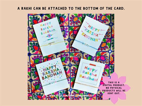 4 Raksha Bandhan Cards Printable, Instant Download Raksha Bandhan Gifts ...