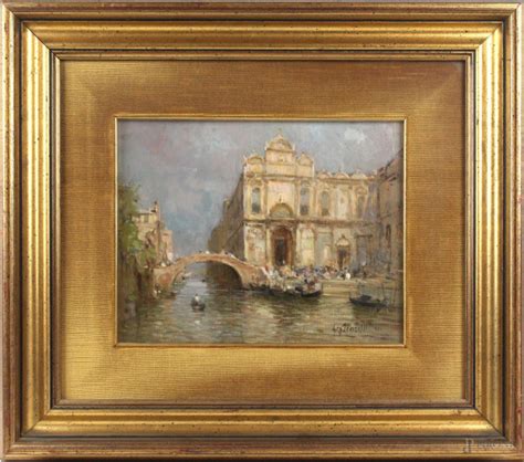 Scorcio Di Venezia Olio Su Tavoletta Cm 24x31 Firmato Entro Cornice