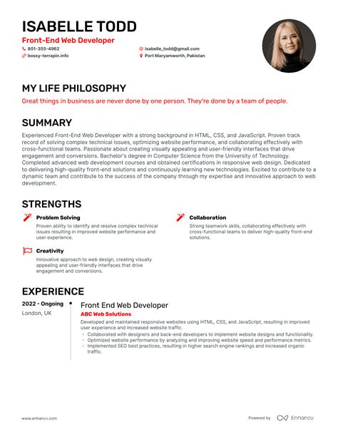 3 Front End Web Developer Resume Examples How To Guide For 2024