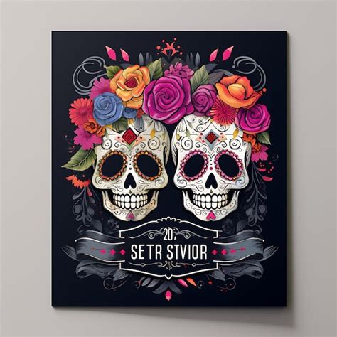 Collection Sugar Skull Wedding Invitation Card Skull Shape Black Paper Illustration Idea Design